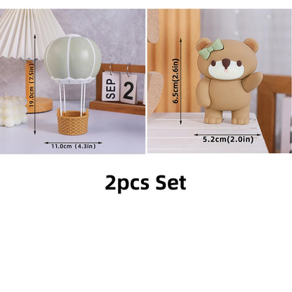New Hot Air Balloon Cake Decoration Pink Blue Bear Cake Topper for Boy Girl Baby Shower Kids Happy Birthday Party Supplies Gifts