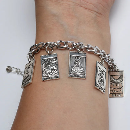 Retro Magic Witch DivinationTarot Star Moon Sun World Charm Bracelet DIY Jewelry Crafts Friendship Gift For Woman and Man P738