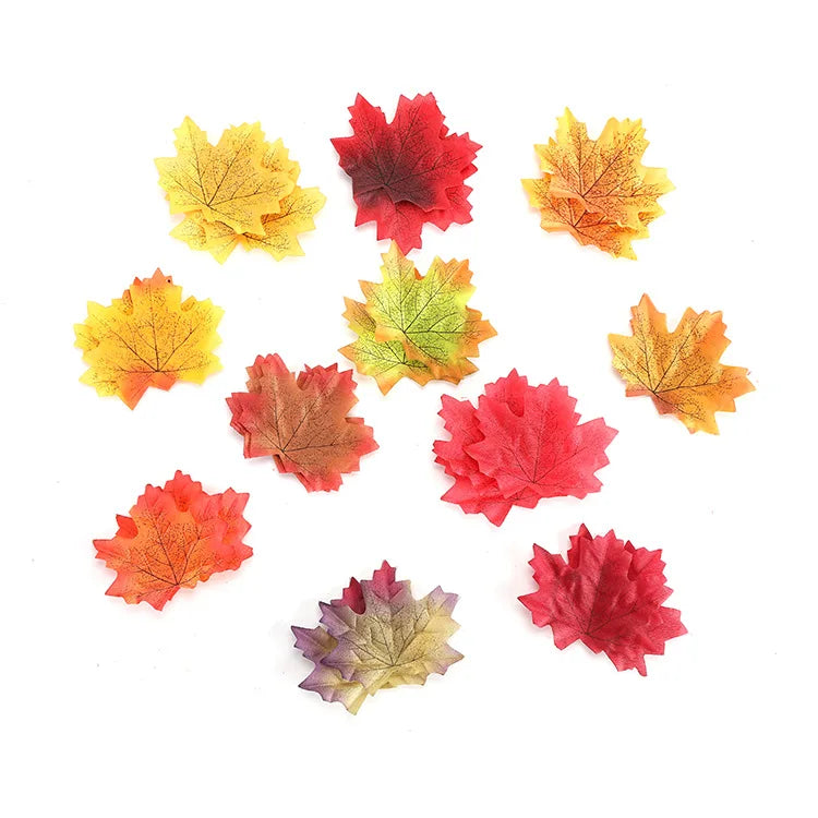 50-1000Pcs Artificial Maple Leaves Autumn Silk Fall Leaf For Thanksgiving Halloween Christmas Home Decoration Party Decor Props