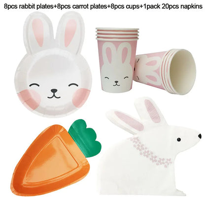 Happy Easter Party Supplies – Bunny, Carrot & Egg Paper Plates for Kids’ 1st, 2nd & 3rd Birthday Decorations