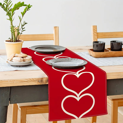 Valentine's Day Red Heart Table Runner | Love Heart Design | Kitchen Dining Table Decor | Perfect for  Home Party Supplies