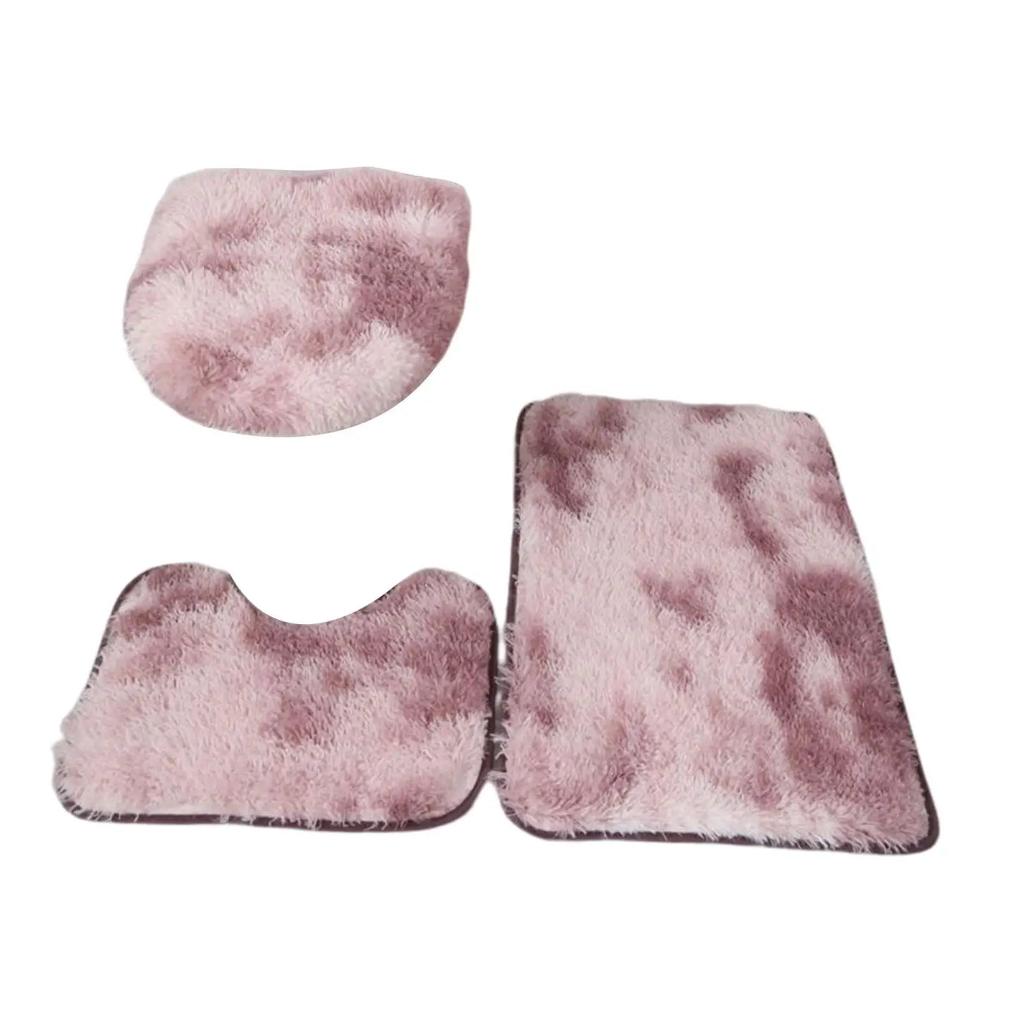 3x Bath Mats Set for Bathroom with Toilet Lid Cover Absorbent Suit Absorbent Three Piece Toilet Set for Shower Bathroom Floors