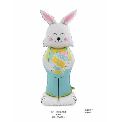 Cute Cartoon White Bunny Aluminum Foil Balloons Rabbit Happy Easter Party Decoration Supplies Children Favor Birthday Party Gift