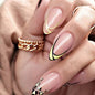 24pcs Full Cover Long False Press On Nails With Designs Light Green Stripe Gradient