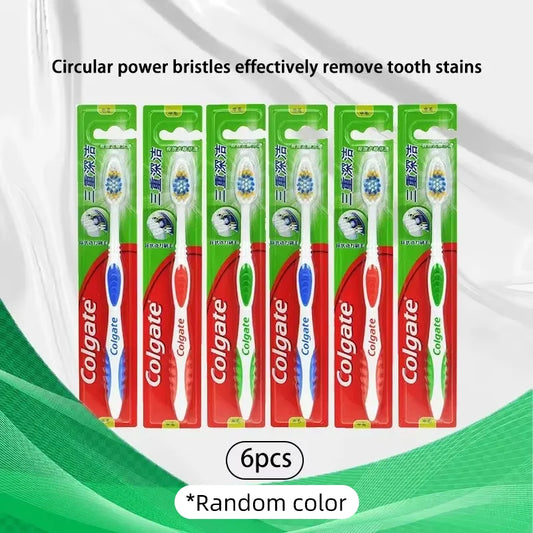 Colgate 6pcs Adult Toothbrushes  for Sensitive Gums/Teeth, Manual Oral Hygiene, Home Use, Random Colors