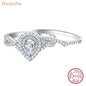 2 Pcs 925 Sterling Silver Wedding Rings for Women Engagement Ring Sets 2.0 Ct Pear Shape Teardrop AAAAA Zircon BR0829