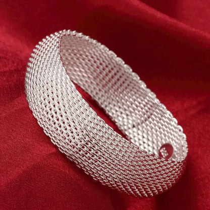 Trendy 925 Sterling Silver Bangles Bracelet Charms
