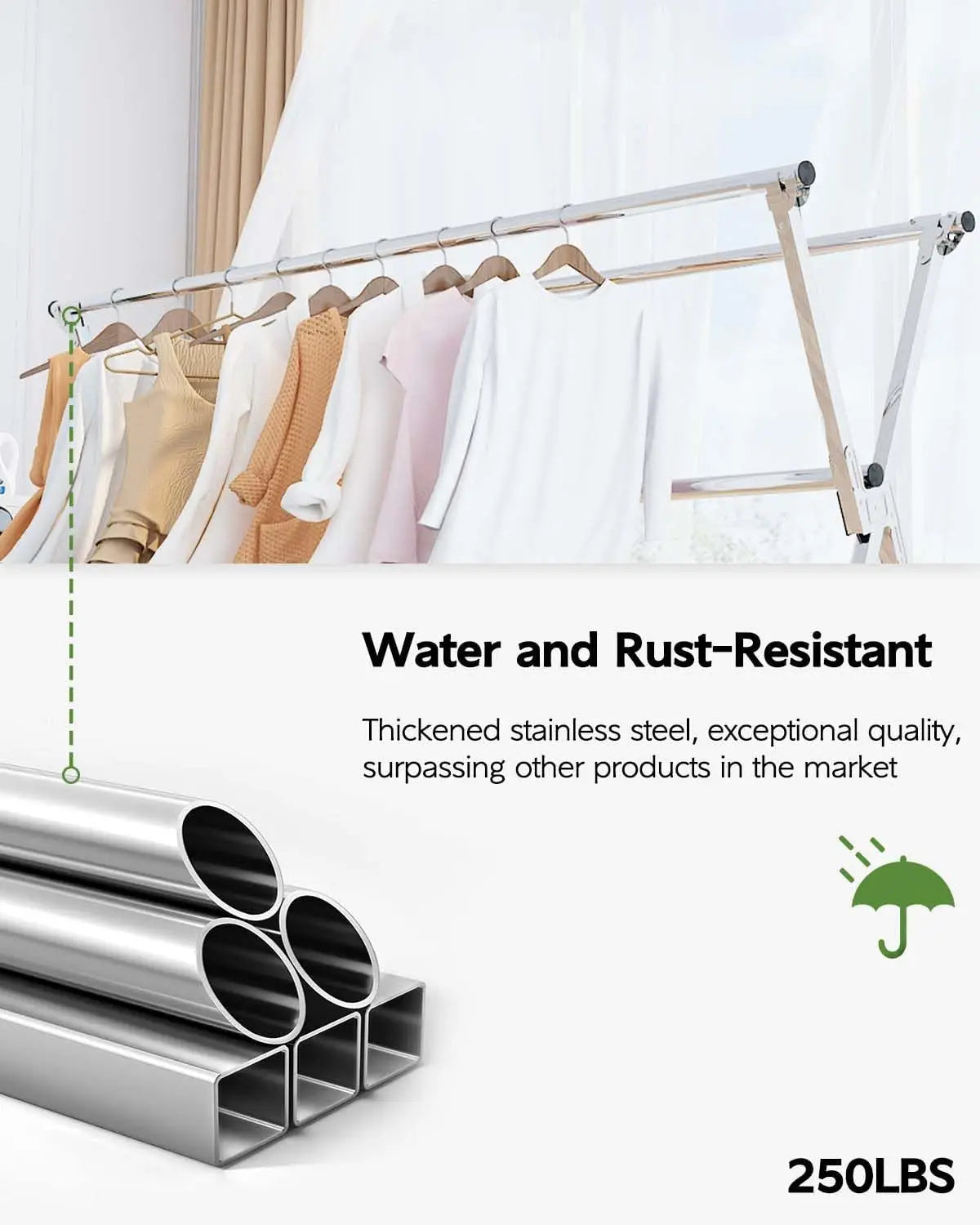 Clothes Drying Rack 79 Inches Folding Indoor Outdoor Drying Rack Clothing Collapsible Foldable Laundry Drying Rack Heavy Duty St