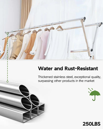 Clothes Drying Rack 79 Inches Folding Indoor Outdoor Drying Rack Clothing Collapsible Foldable Laundry Drying Rack Heavy Duty St