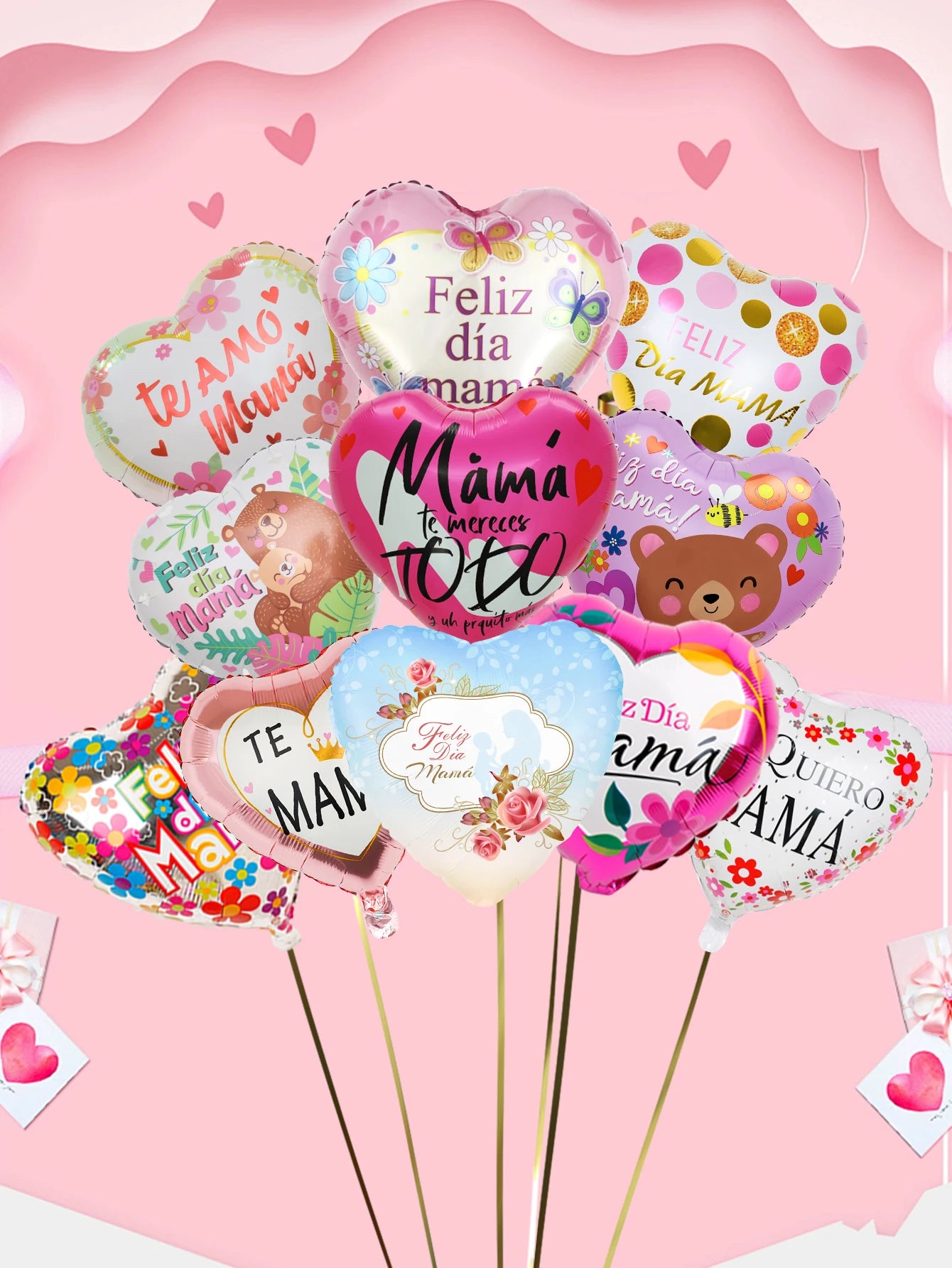 11pcs Mother's Day heart balloon set, suitable for Mother's Day parties, gifts for mom, birthday decorations