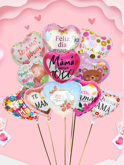 11pcs Mother's Day heart balloon set, suitable for Mother's Day parties, gifts for mom, birthday decorations