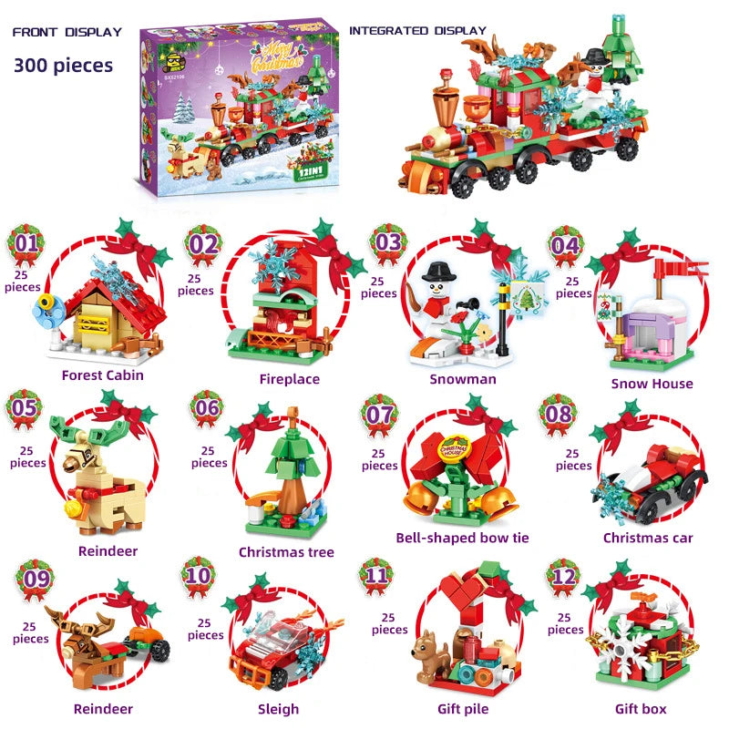 Christmas Micro Building Block Series Santa Claus Reindeer Puzzle Assembling Bricks Table Decoration