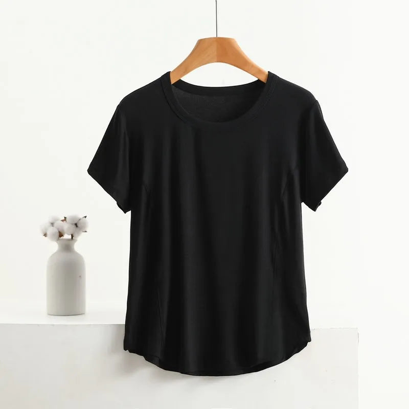 XL to 8XL plus size O-Neck Tshirts Women's basic T-shirt solid color half sleeves summer simple Tee Tops Bottoming Tees all mat