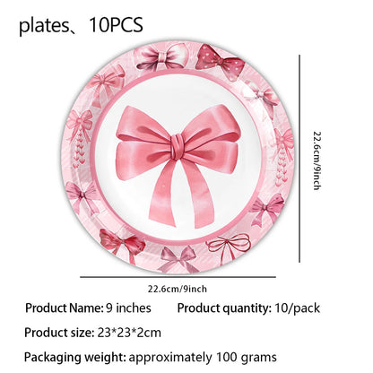 Pink Bow Birthday Theme Party Set Disposable