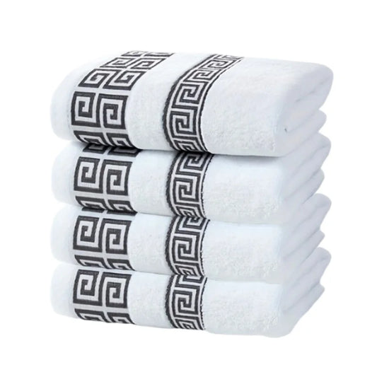 1/4/6PCS White Cotton Towels Set 35x75cm 70x140cm Embroidered Bathroom Geometric Oversized Gift Bath Hand Face Towels Cover