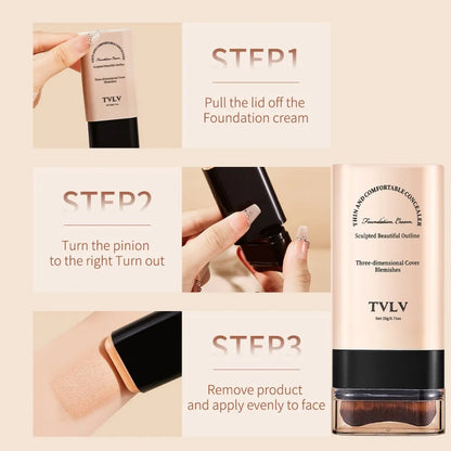 Skin Beauty Double-end Foundation Stick,Velvet Moist Light Concealer Foundation Long-lasting Flawless Makeup Face Beauty Makeup