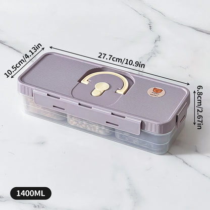 Plastic Divided Meat Food Storage Box Large Capacity Refrigerator Frozen Fresh-keeping Box Kitchen Sealed Storage Container