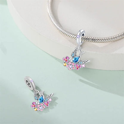 Springtime Charms 925 Sterling Silver Swallow Snail Butterfly Flower Charms Beads Fit Qikaola Bracelet DIY Birthday Jewelry Gift