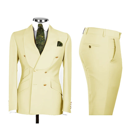 Chic Light Blue Double‑Breasted Groom Suit – Peak Lapel 2‑Piece Formal Wedding Tux Set