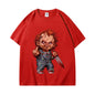 Horror Chuck Pattern T-shirt Women's Gothic Fashion Short sleeved T-shirt Summer High Quality T-shirt Street Clothing