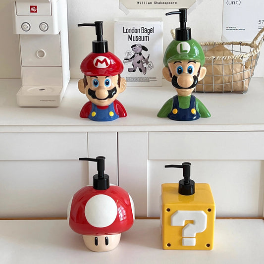 Super Mario Press Bottle – Refillable Shower Gel & Hand Soap Dispenser, Cute Bathroom Gift