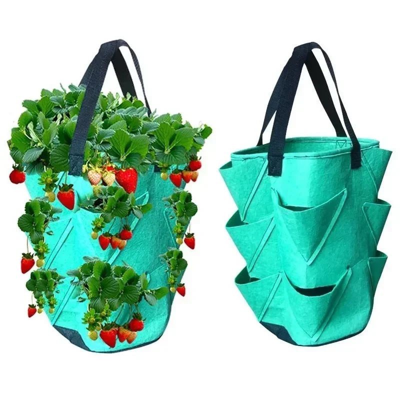 Plastic Strawberry Planting Bag Plant Grow Hanging Bag Garden Supplies 2024