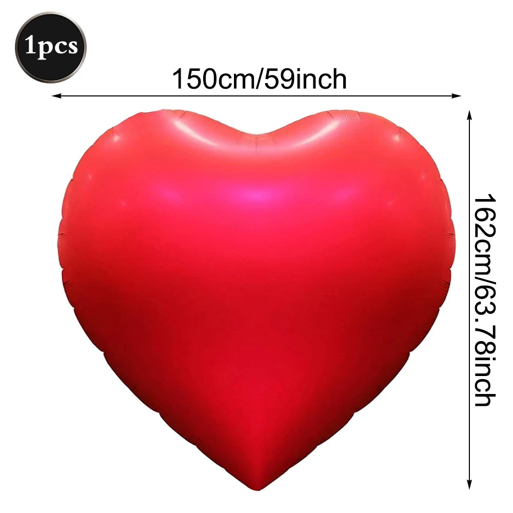 Heart-shaped Balloons 63inch Giant Foil Balloon Bright Pink Red Romantic Wedding Night Valentine's Day Anniversary Party Decor