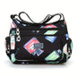 Floral Print Crossbody Bag, Trendy Nylon Shoulder Bag, Women's Multi Layer Messenger Bag For Travel