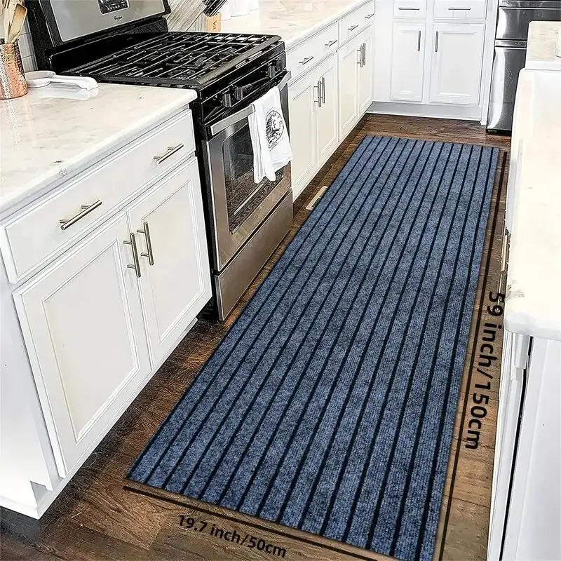 Soft and Thick Kitchen Mat - Striped Anti slip and Oil proof Floor Mat - Durable Waterproof Carpet - Anti fouling Floor Mat