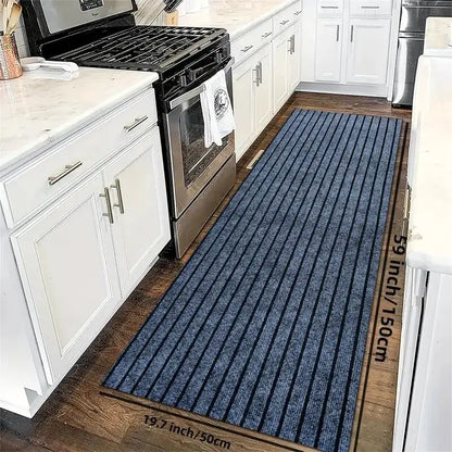 Soft and Thick Kitchen Mat - Striped Anti slip and Oil proof Floor Mat - Durable Waterproof Carpet - Anti fouling Floor Mat