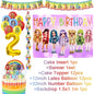 Cartoon Rainbow Doll High School Theme Background Birthday Party Decoration Supplies Disposable Cup Cutlery Balloon Baby Gift