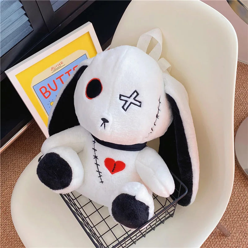 Kawaii Plush Rabbit Small Backpack Cute Gothic Stuffed Animal Purse Plushie Bag Nightmare Before Christmas Aesthetic Bunny Doll