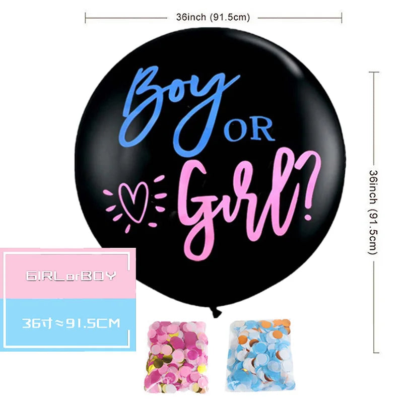 1 Set Giant Boy Or Girl Gender Reveal Black Latex Baby Shower Confetti Ballons