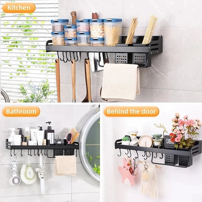 Kitchen Organizer Shelf Wall-mounted Spice Storage Rack  Knife, Seasoning, Utensil Storage Holder