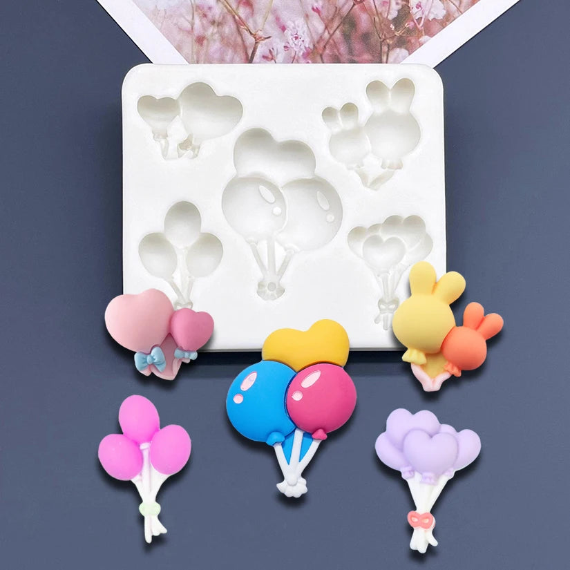 Heart Balloon Design Silicone Sugarcraft Mold Resin Tools Cupcake Baking Mould Fondant Cake Decorating Tools