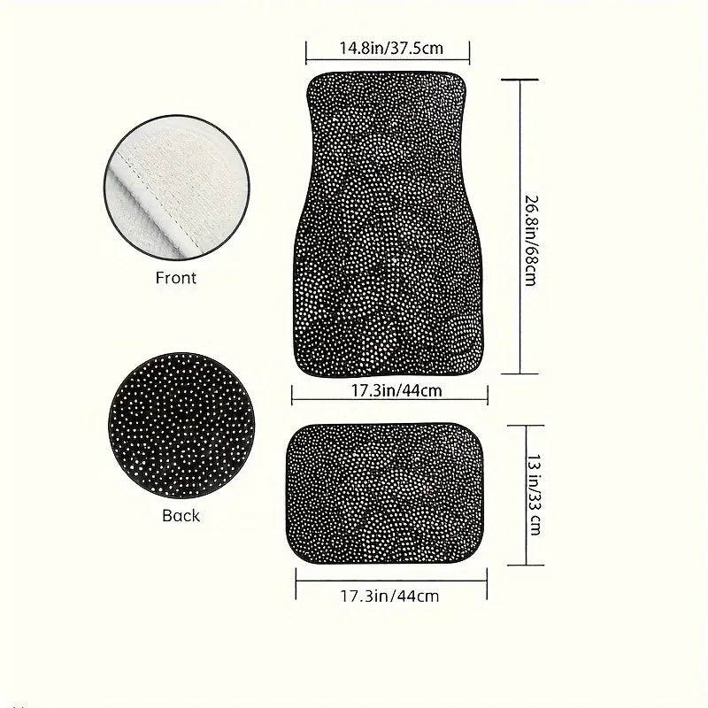 Leopard Print Car Floor Mats: Universal Fit, 4-Piece Set, Absorbent Polyester Fiber, Non-Slip, Washable, Suitable for Cars & SUVs