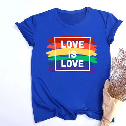 Love Is Love Print Women's T-shirt Pride Rainbow Print