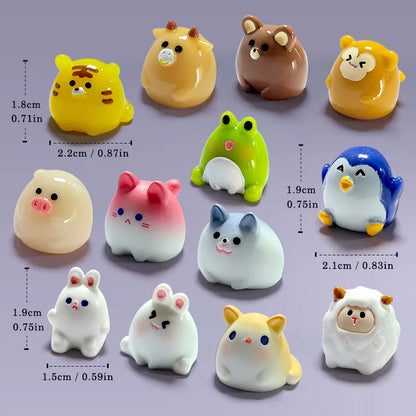 10Pcs Easter Rabbit Dinosaurs Capybara Duck Fox Pig Cat Turtle Frog Bird Figurine Miniature Fairy Garden Decoration Accessories