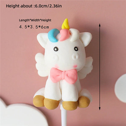 9‑Piece Unicorn Rainbow Cake Topper Set – Unicorn, Clouds, Stars & Happy Birthday Decorations for Girls’ First Birthday Party