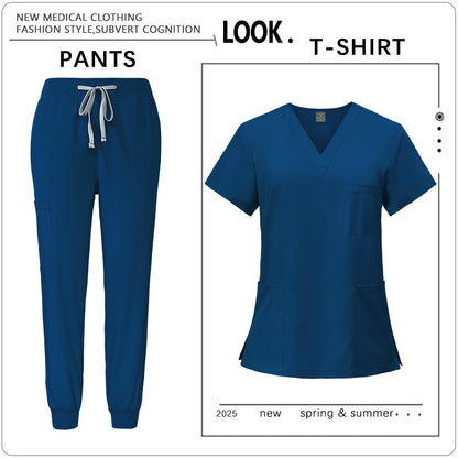 Hot Sale Clinic Workwear Unisex Medical Nurse Scrub Set Clinical Uniform Men Women Beauty Salon Costume Doctor Nursing Top Pants
