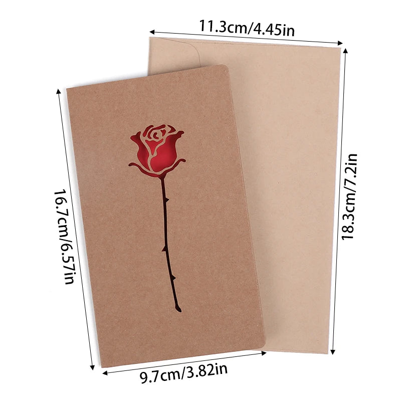 Valentines Day Mothers Day Greeting Card with Envelope Hollow Heart Flowers Gift Card Birthday Party Supplies Wedding Invitation