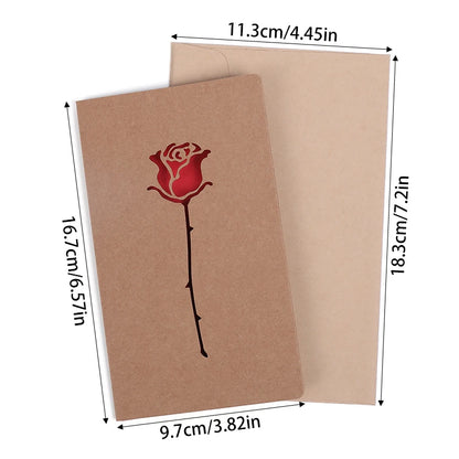 Valentines Day Mothers Day Greeting Card with Envelope Hollow Heart Flowers Gift Card Birthday Party Supplies Wedding Invitation