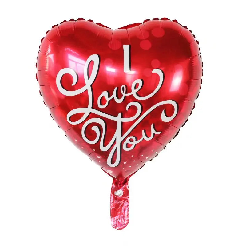 50‑Pack 18" Valentine’s Day Heart Foil Balloons – “I Love You” Helium Wedding & Romantic Party Decorations