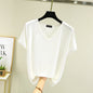 Summer women Modal V-Neck Tshirt Thin Bottoming T-shirts Plus size Loose tee tops Streetwear Basic Top