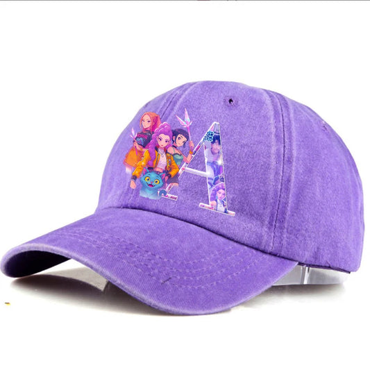 Kpop Demon Hunter Hat Letter A-Z Baseball Cap for Women Summer Adjustable Sun Hat Anime Cute Retro Sunbonnet Adult Headgear Gift