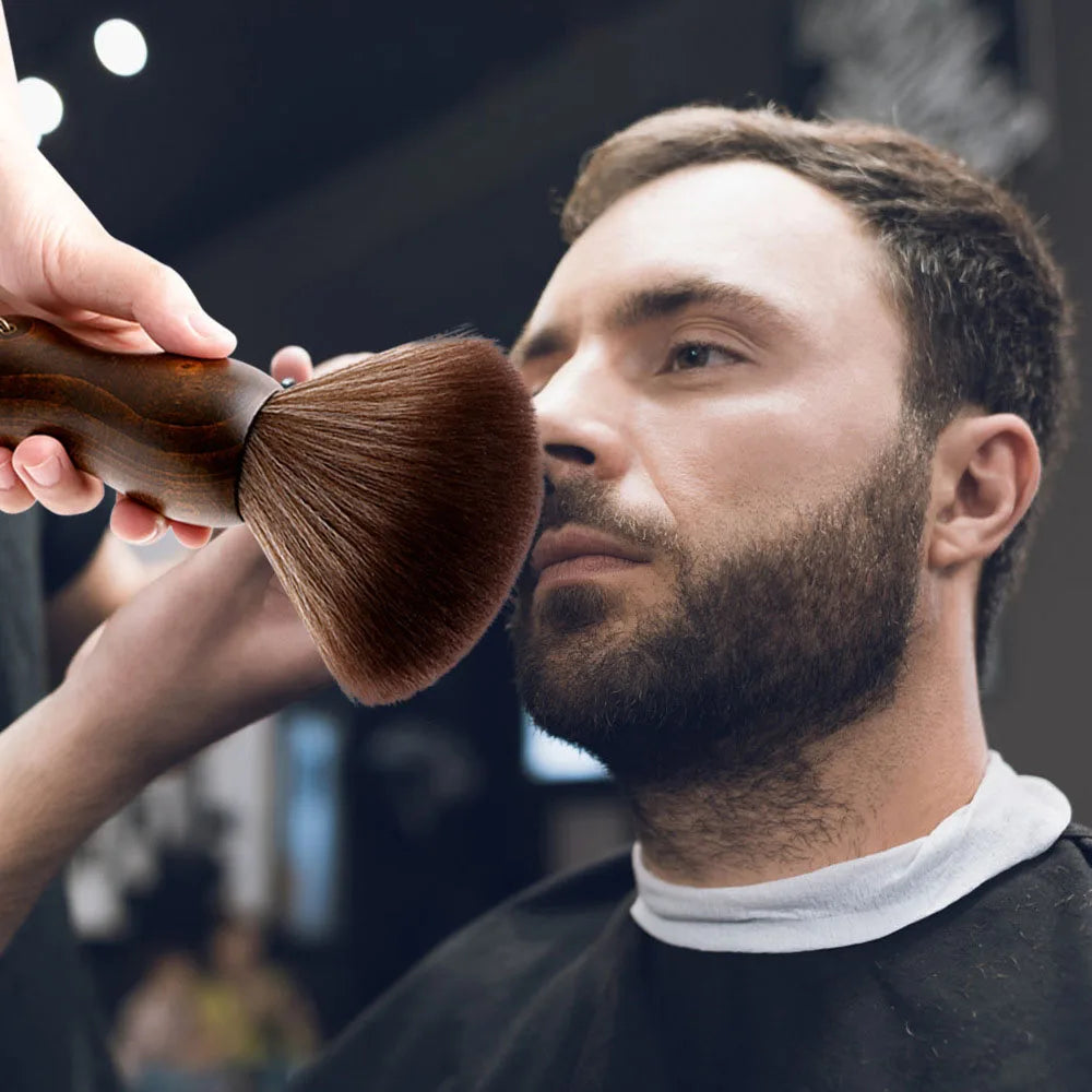 Professional Barber Neck Duster Brush Wood Handle with Hook Hairdressing Cleaning Brush Natural Fiber Salon Hair Sweep Brushes
