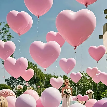 30‑Pack Pink Heart‑Shaped Latex Balloons for Valentine’s Day, Weddings & Festivals