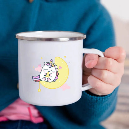 Cartoon Unicorn Enamel Mug – Creative Kids Drinkware for Water, Juice, Milk & Birthday Gifts
