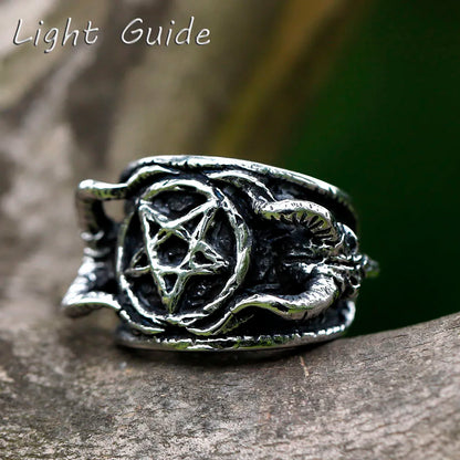 ✨ Men’s 316L Stainless Steel Pagan Star Ring – Gothic