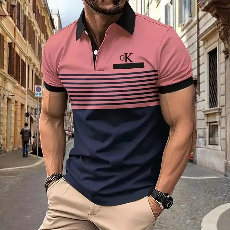 Men's Color Block Short Sleeve Shirt with Chest Pocket - Perfect for Summer Casual Wear